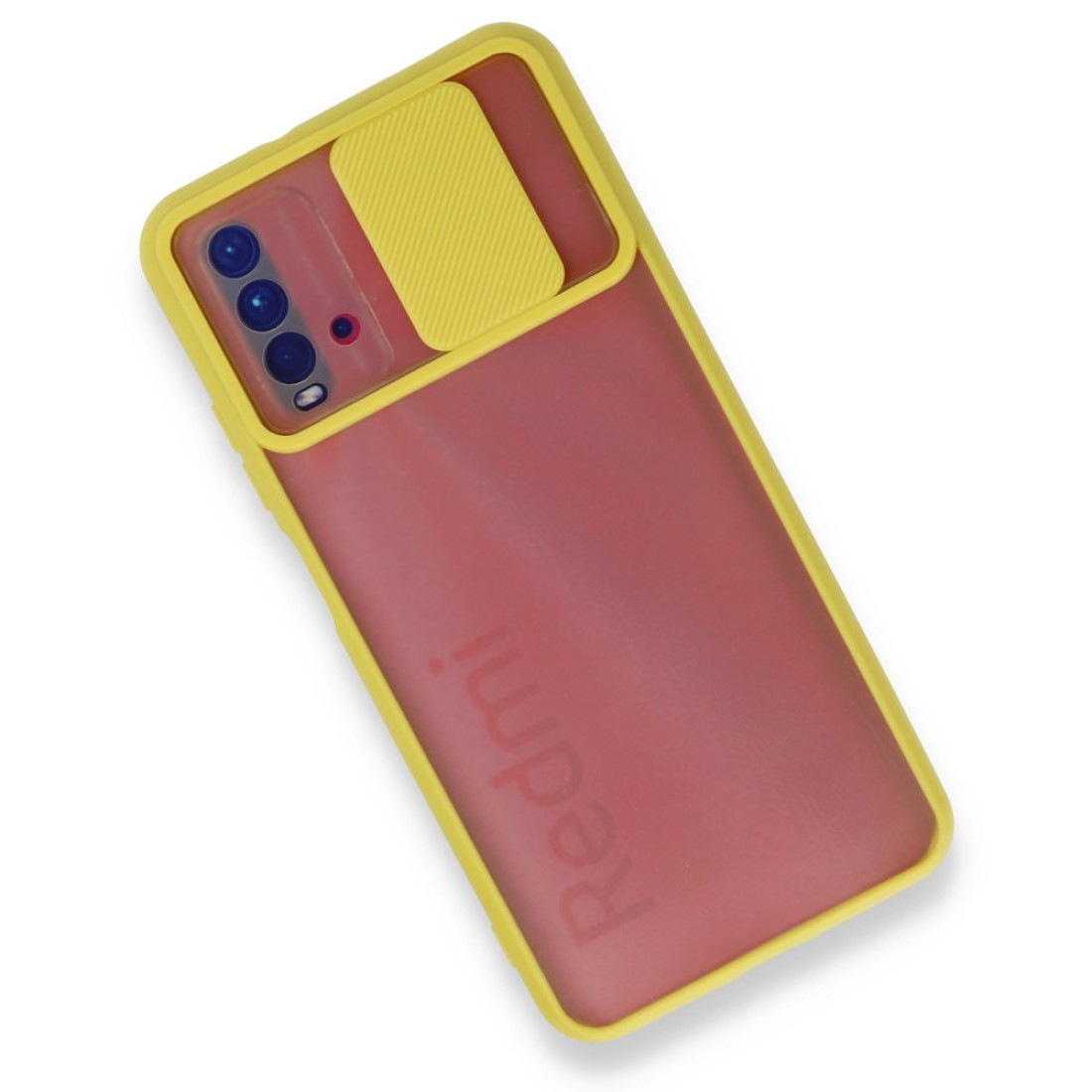 Xiaomi Redmi 9T Kılıf Palm Buzlu Kamera Sürgülü Silikon - Sarı Xiaomi Redmi 9T Kılıf Palm Buzlu Kamera Sürgülü Silikon - Sarı