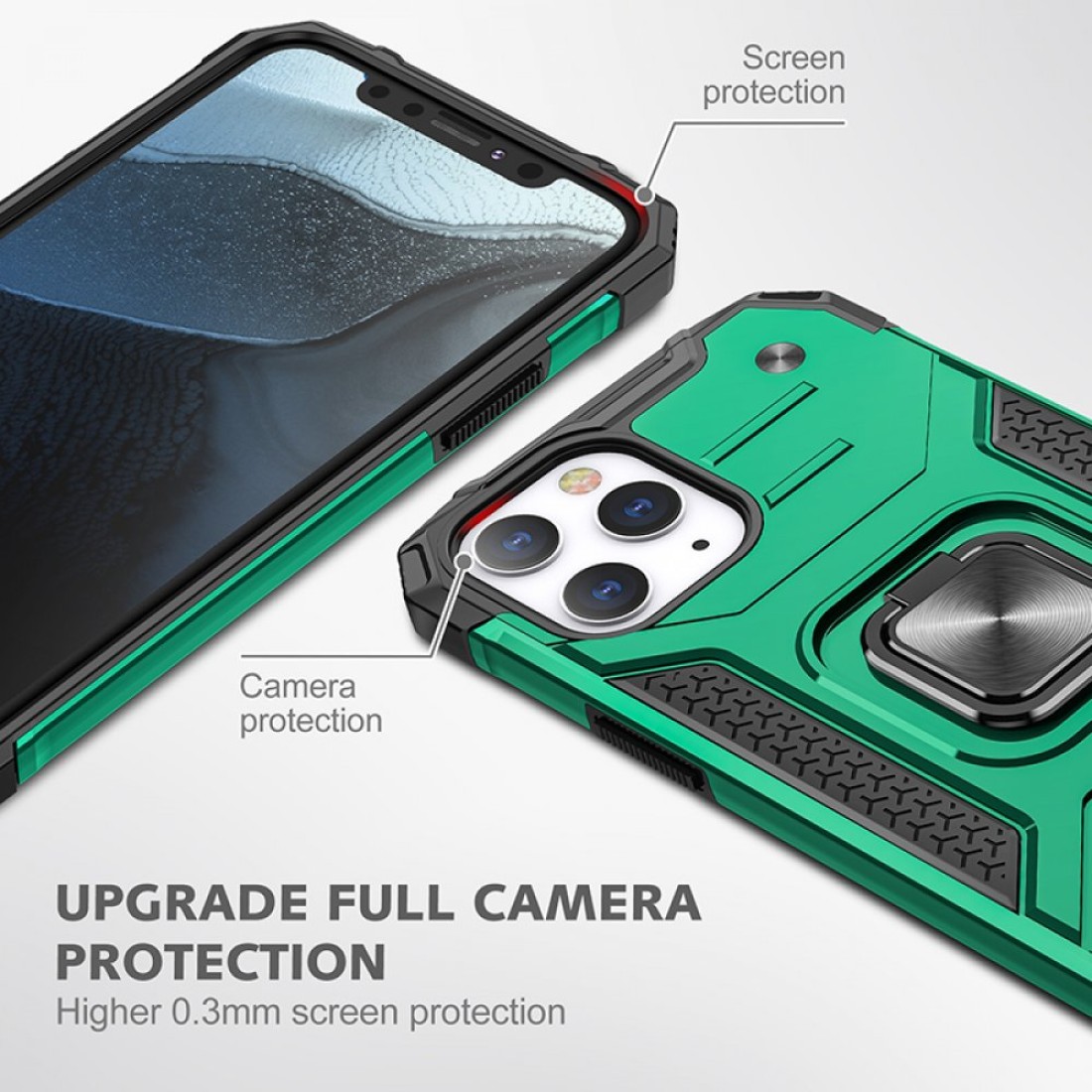  iPhone 13 Pro Max Kılıf Zegna Yüzüklü Silikon Kapak - Koyu Yeşil