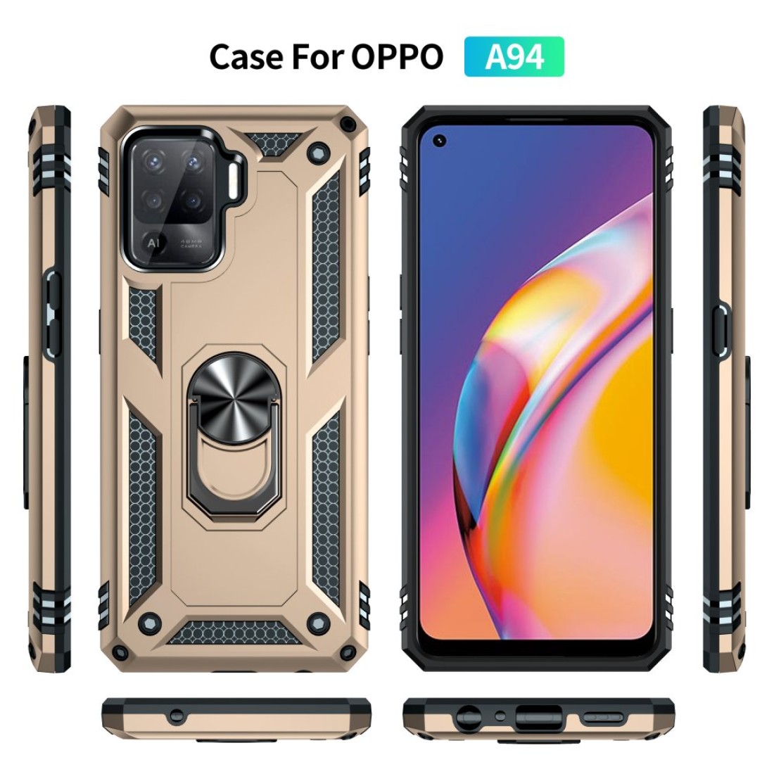 Oppo Reno 5 Lite Kılıf Sofya Yüzüklü Silikon Kapak - Gold Oppo Reno 5 Lite Kılıf Sofya Yüzüklü Silikon Kapak - Gold