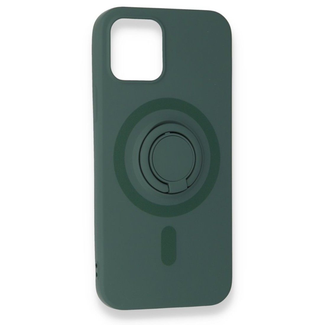  iPhone 12 Mini Kılıf Viktor Yüzüklü Silikon - Koyu Yeşil