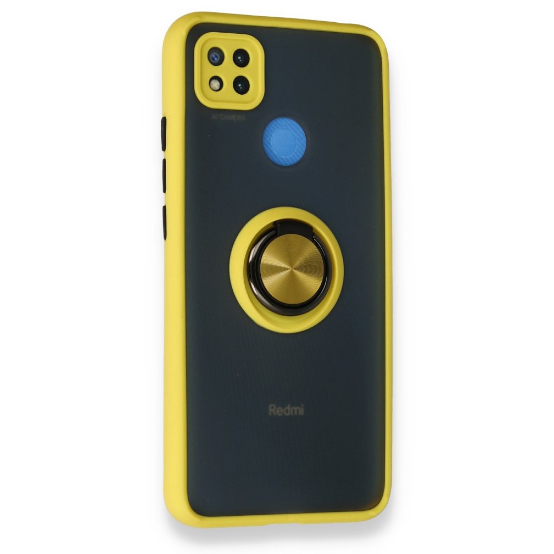  Xiaomi Redmi 9C Kılıf Montreal Yüzüklü Silikon Kapak - Sarı