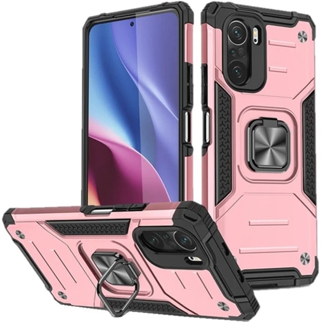  Xiaomi Redmi K40 Kılıf Zegna Yüzüklü Silikon Kapak - Rose