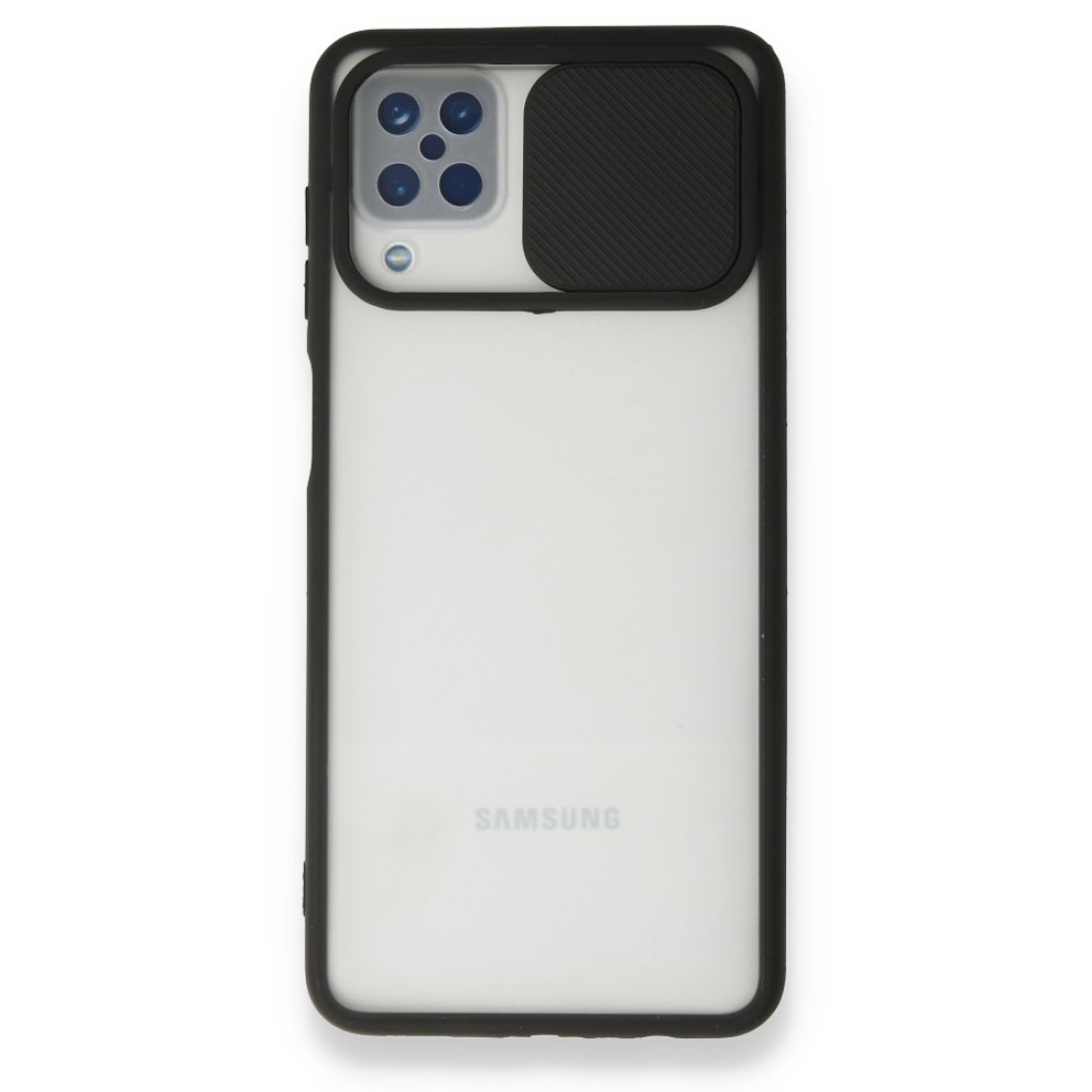  Samsung Galaxy M12 Kılıf Palm Buzlu Kamera Sürgülü Silikon - Siyah