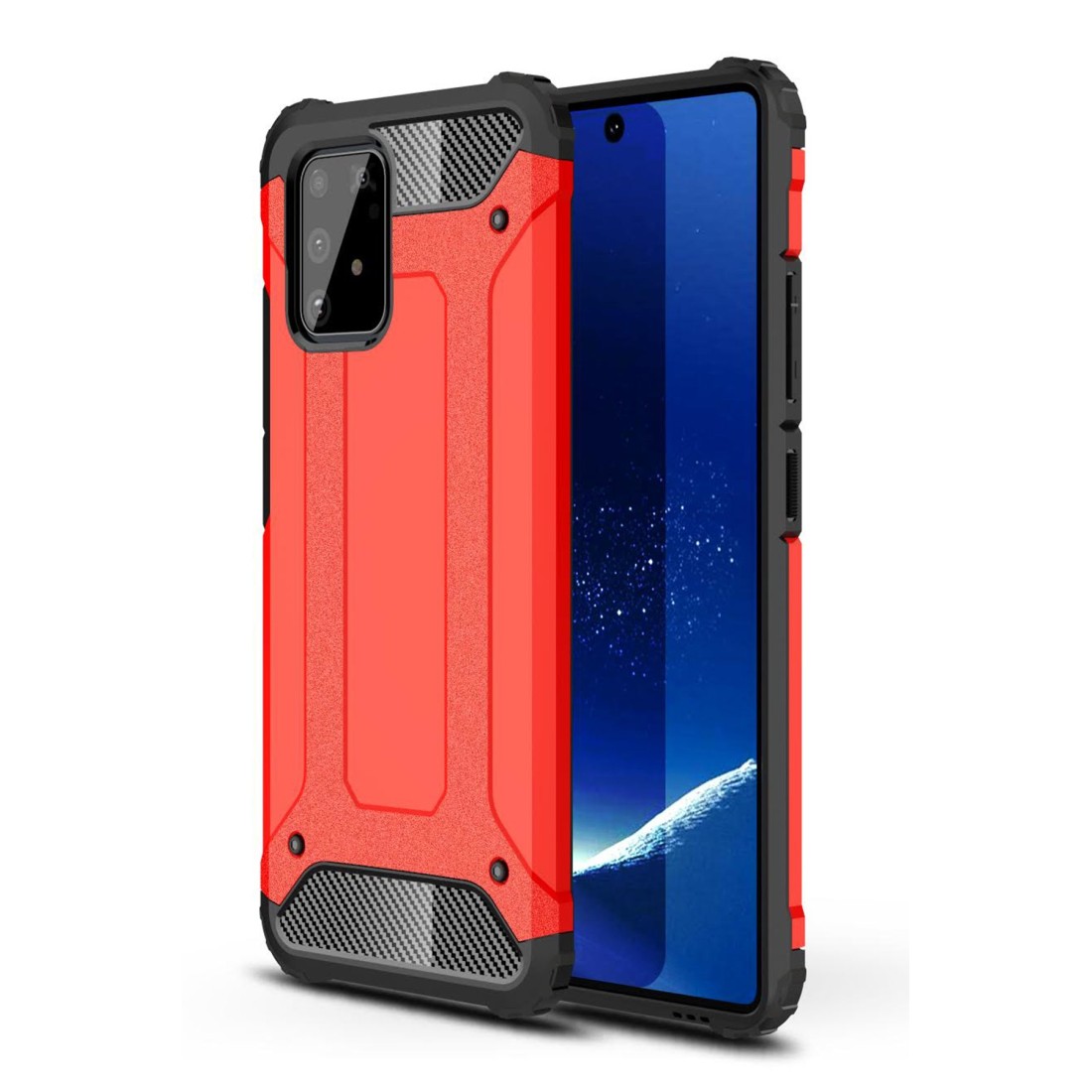  Samsung Galaxy A91 / S10 Lite Kılıf Tank Silikon Kapak - Kırmızı