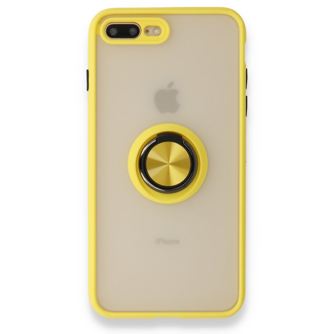  iPhone 7 Plus Kılıf Montreal Yüzüklü Silikon Kapak - Sarı