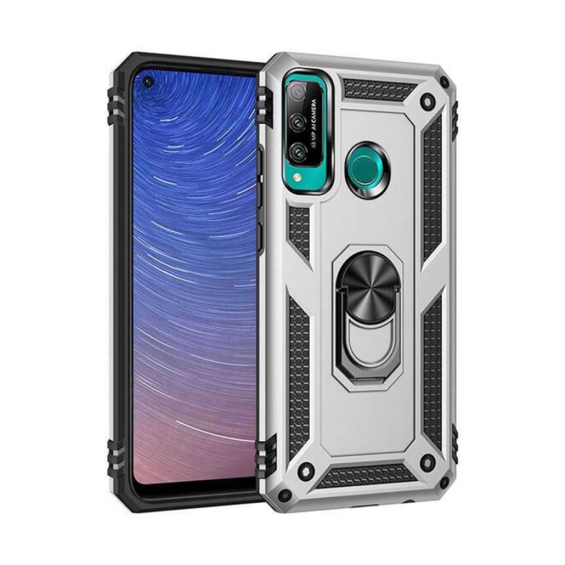  Huawei P40 Lite E Kılıf Sofya Yüzüklü Silikon Kapak - Gümüş