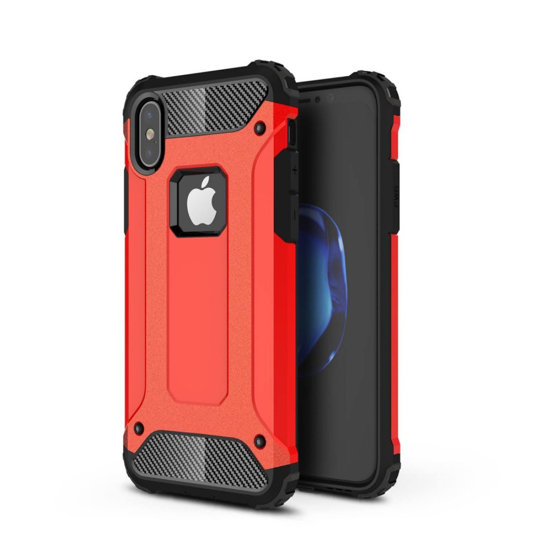  iPhone X Kılıf Tank Silikon Kapak - Kırmızı