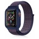  Apple Watch 38mm Hasırlı Cırtcırtlı Kasalı Kordon - Lacivert-Mürdüm