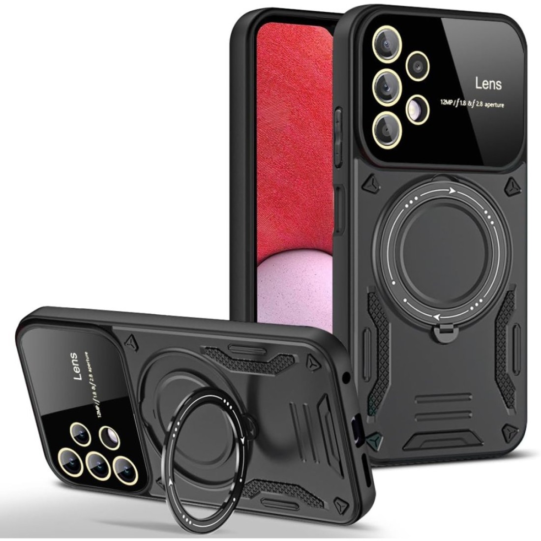  Samsung Galaxy A32 Kılıf Joy Lens Standlı Kapak - Siyah