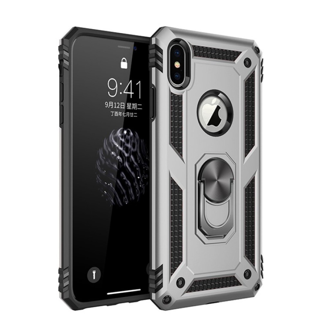  iPhone XS Kılıf Sofya Yüzüklü Silikon Kapak - Gümüş