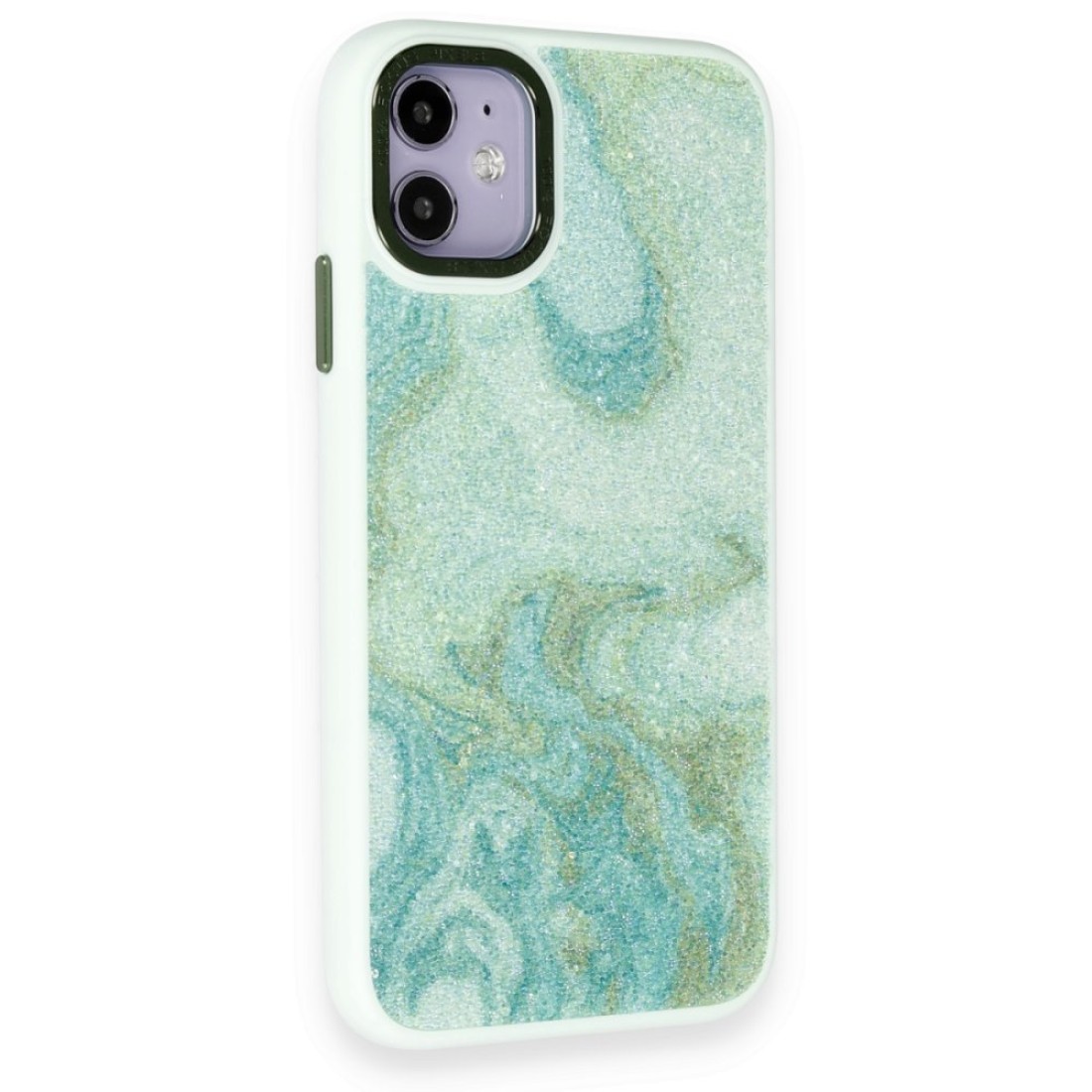 iPhone 12 Kılıf Moda Simli Kapak - Yeşil iPhone 12 Kılıf Moda Simli Kapak - Yeşil