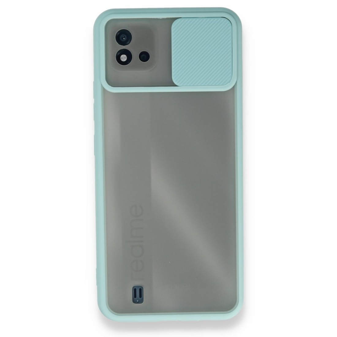  Realme C11 2021 Kılıf Palm Buzlu Kamera Sürgülü Silikon - Turkuaz