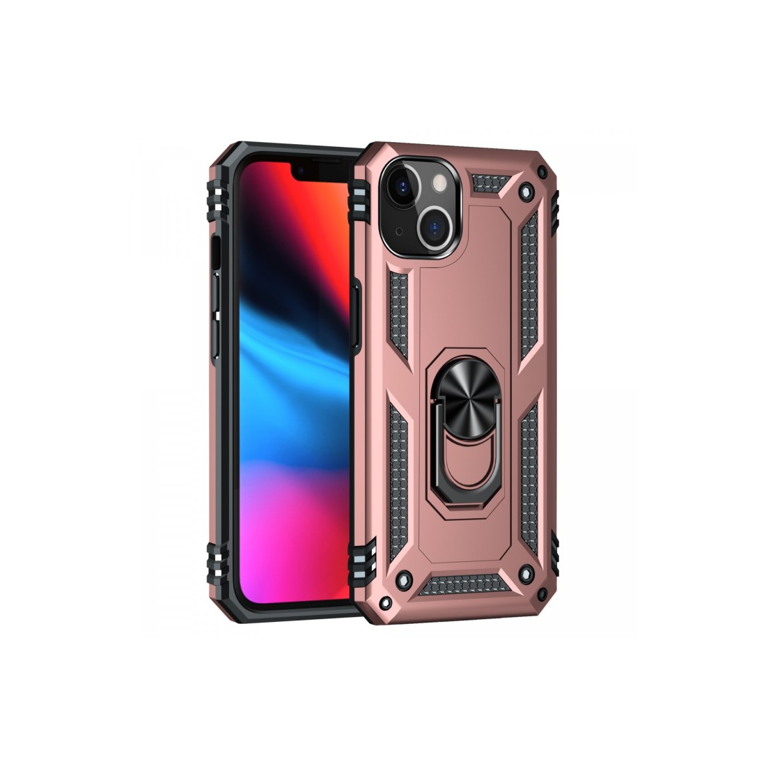  iPhone 13 Kılıf Sofya Yüzüklü Silikon Kapak - Rose