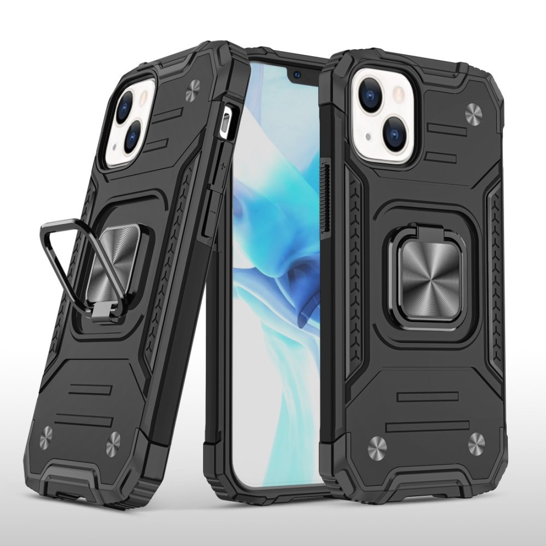  iPhone 13 Kılıf Zegna Yüzüklü Silikon Kapak - Siyah