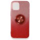 iPhone 12 Mini Kılıf Simli Yüzüklü Silikon - Kırmızı iPhone 12 Mini Kılıf Simli Yüzüklü Silikon - Kırmızı
