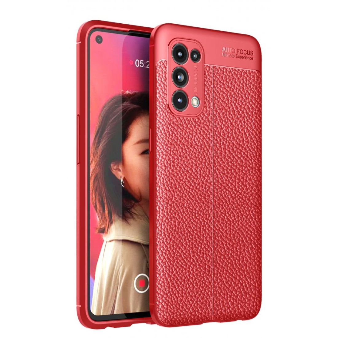  Oppo Reno 5 Kılıf Auto Focus Kapak - Kırmızı