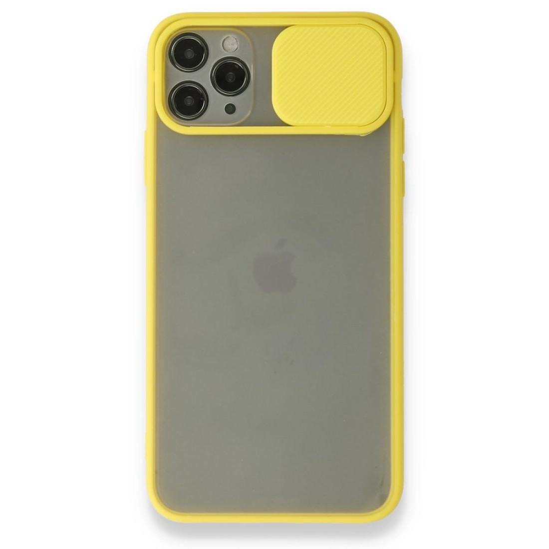  iPhone 11 Pro Kılıf Palm Buzlu Kamera Sürgülü Silikon - Sarı