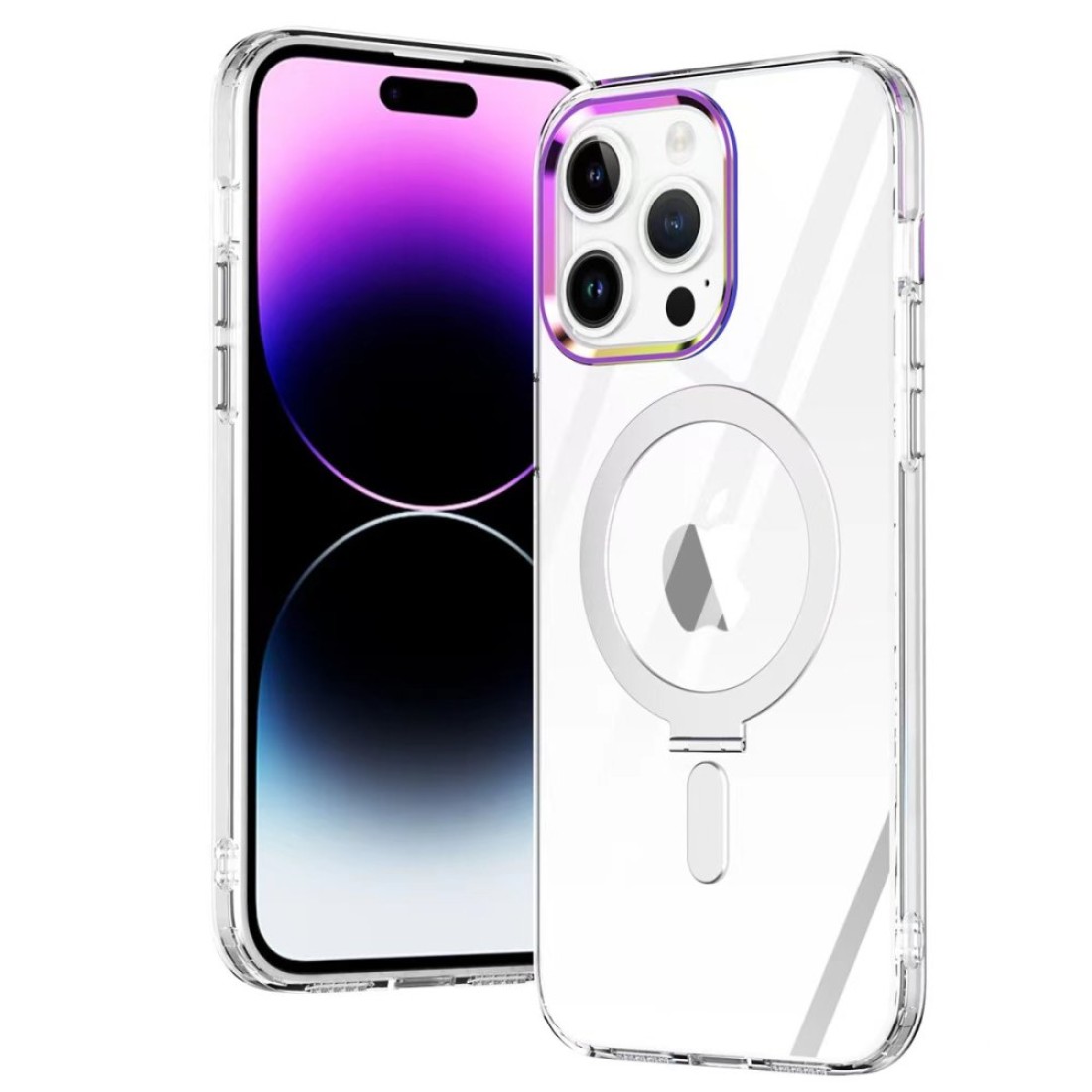  iPhone 14 Pro Kılıf Mudo Magneticsafe Standlı Kapak - Şeffaf