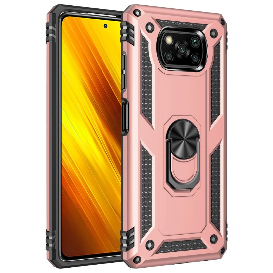  Xiaomi Pocophone X3 Kılıf Sofya Yüzüklü Silikon Kapak - Rose