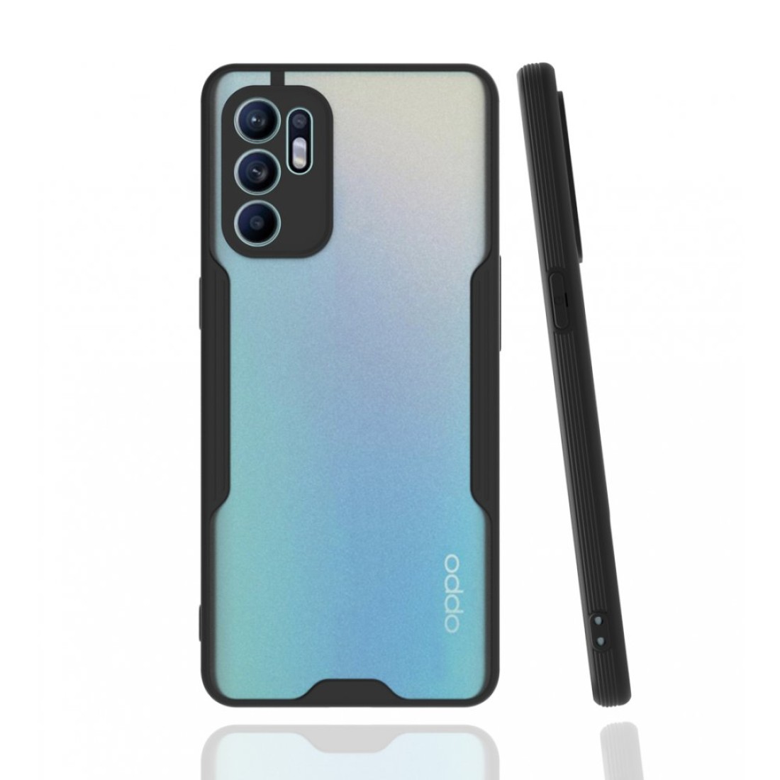  Oppo Reno 6 Kılıf Platin Silikon - Siyah