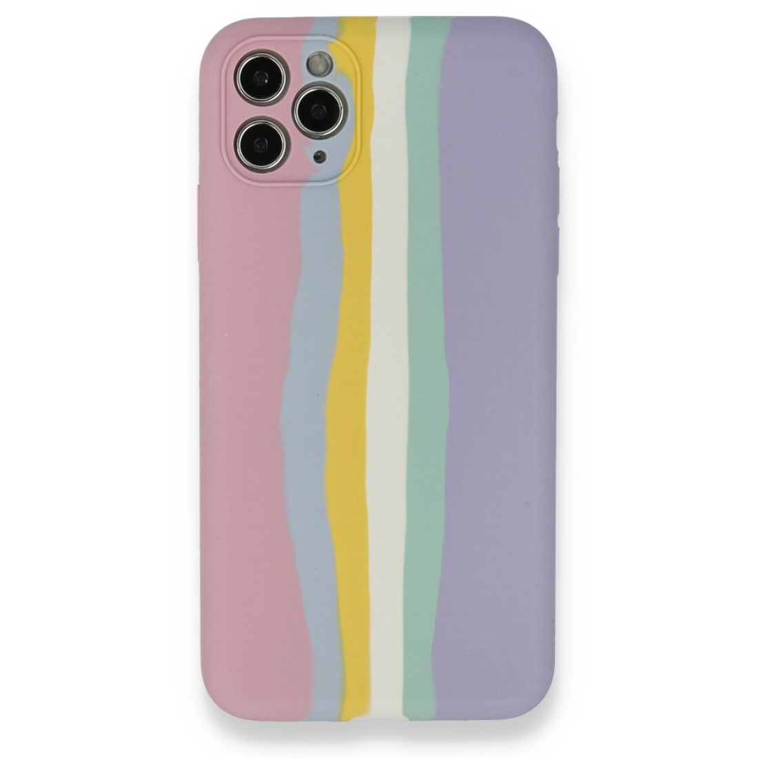  iPhone 11 Pro Kılıf Ebruli Lansman Silikon - Pembe-Lila