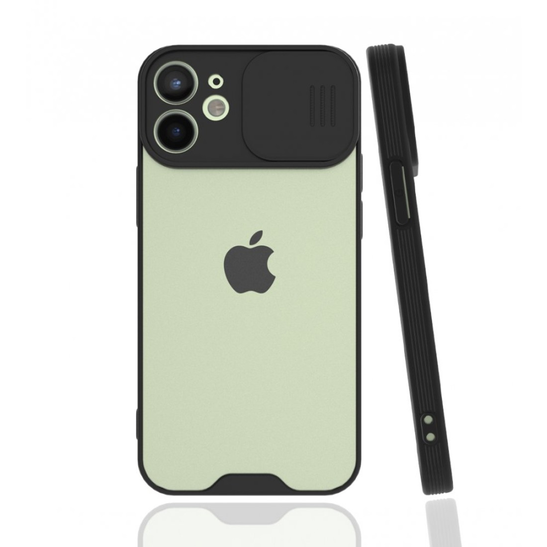  iPhone 12 Mini Kılıf Platin Kamera Koruma Silikon - Siyah