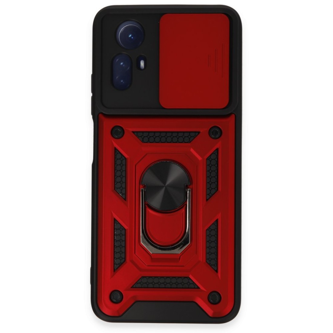  Xiaomi Redmi Note 12S Kılıf Pars Lens Yüzüklü Silikon - Kırmızı