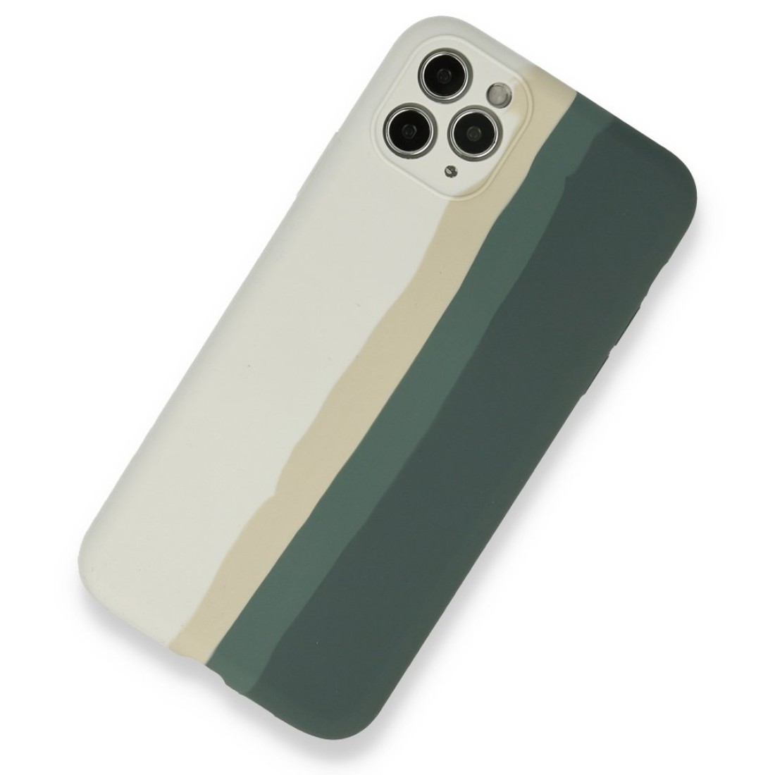  iPhone 11 Pro Kılıf Ebruli Lansman Silikon - Beyaz-Gri