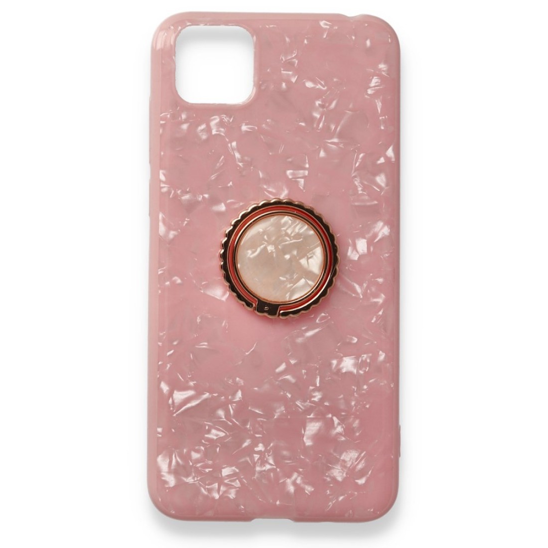  Huawei Y5P Kılıf Marble Yüzüklü Silikon - Pembe