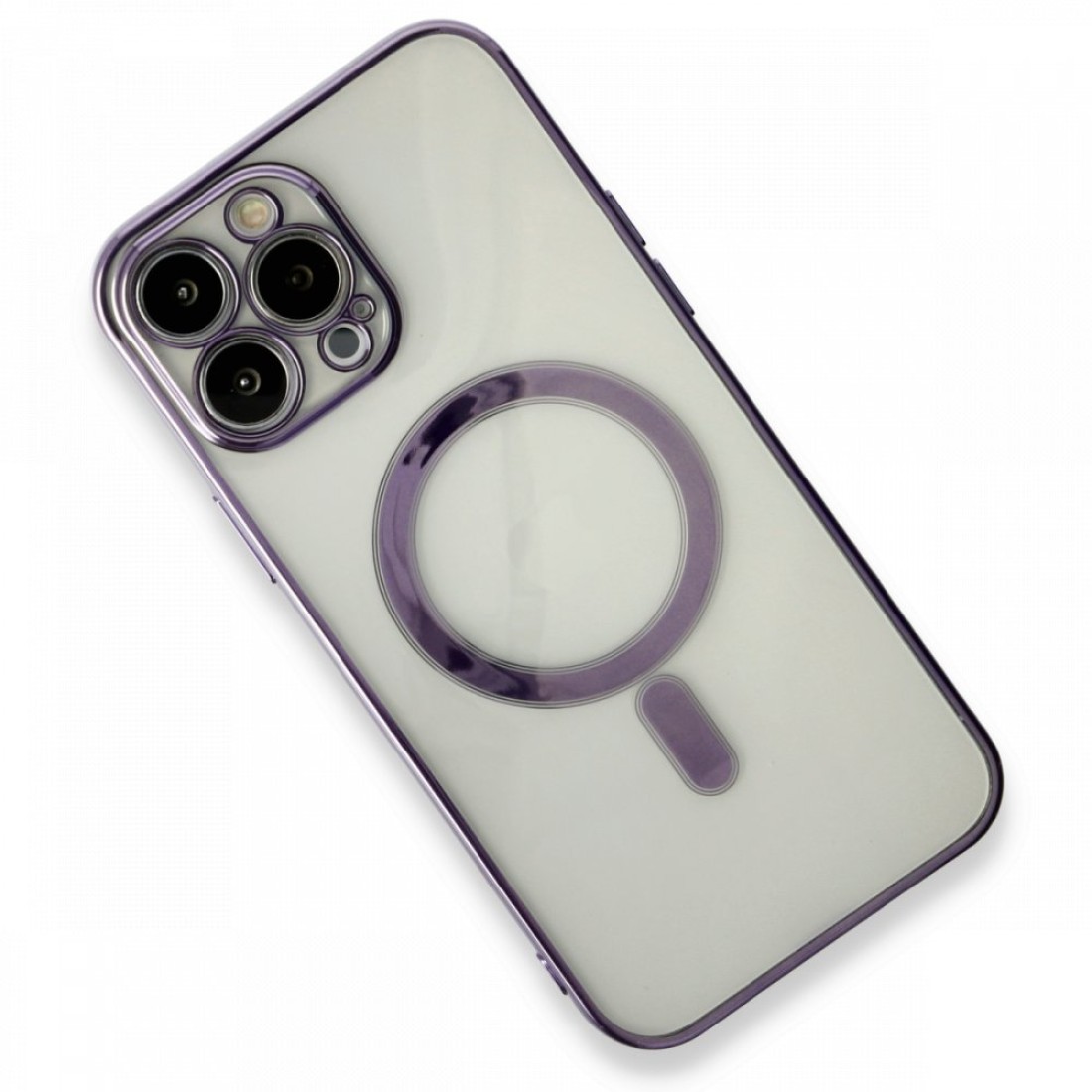 iPhone 13 Pro Max Kılıf Magneticsafe Lazer Silikon - Mor iPhone 13 Pro Max Kılıf Magneticsafe Lazer Silikon - Mor