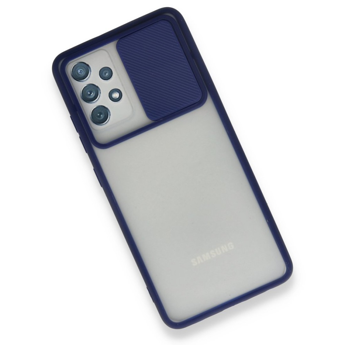 Samsung Galaxy A32 Kılıf Palm Buzlu Kamera Sürgülü Silikon - Lacivert Samsung Galaxy A32 Kılıf Palm Buzlu Kamera Sürgülü Silikon - Lacivert