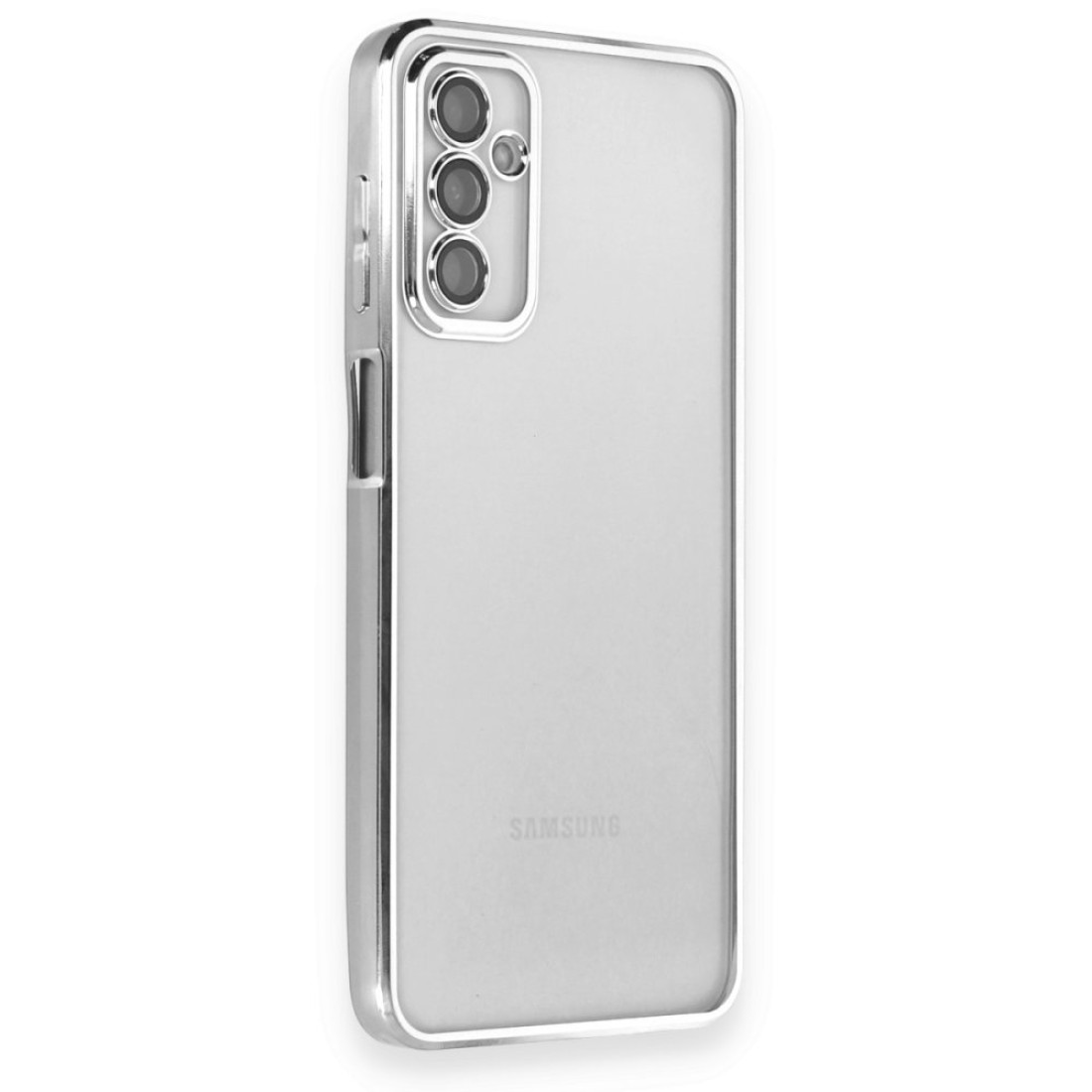  Samsung Galaxy M23 Kılıf Razer Lensli Silikon - Gümüş