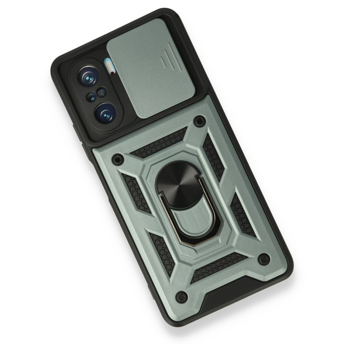 Xiaomi Redmi K40 Kılıf Pars Lens Yüzüklü Silikon - Yeşil Xiaomi Redmi K40 Kılıf Pars Lens Yüzüklü Silikon - Yeşil