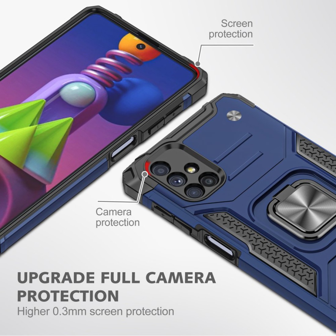  Samsung Galaxy M51 Kılıf Zegna Yüzüklü Silikon Kapak - Mavi