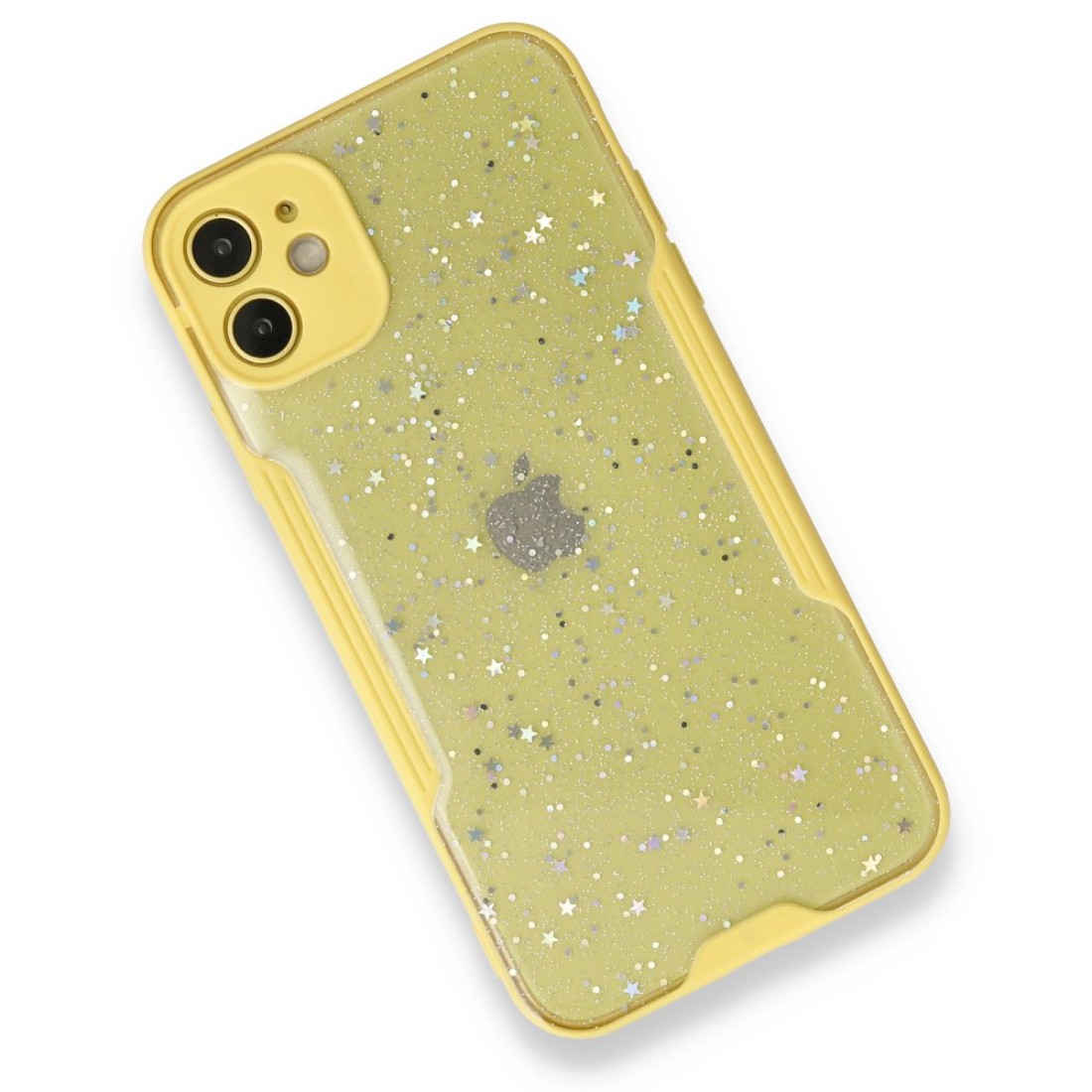  iPhone 12 Kılıf Platin Simli Silikon - Sarı