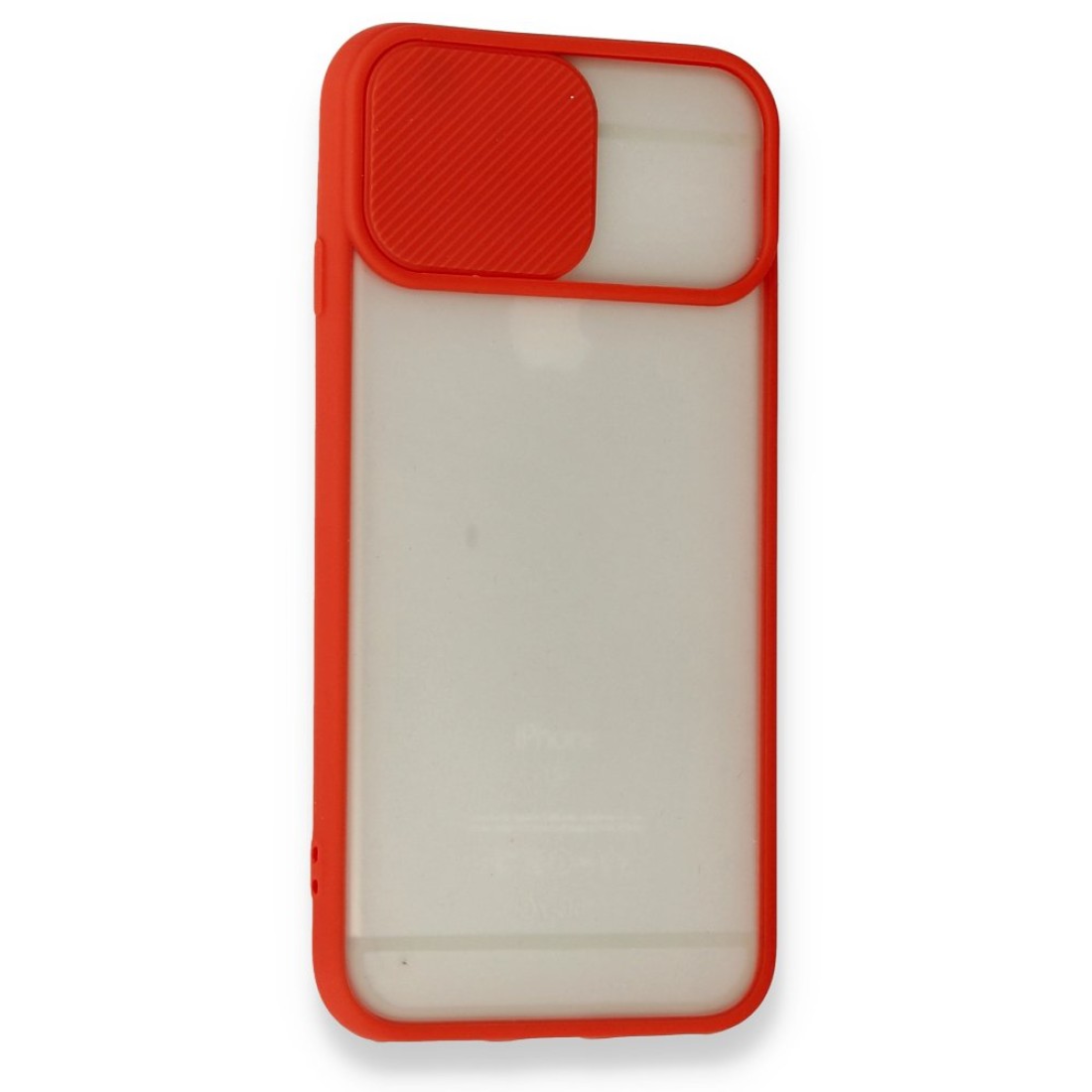  iPhone 6 Kılıf Palm Buzlu Kamera Sürgülü Silikon - Kırmızı