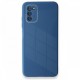  Samsung Galaxy A03S Kılıf Glass Kapak - Mavi