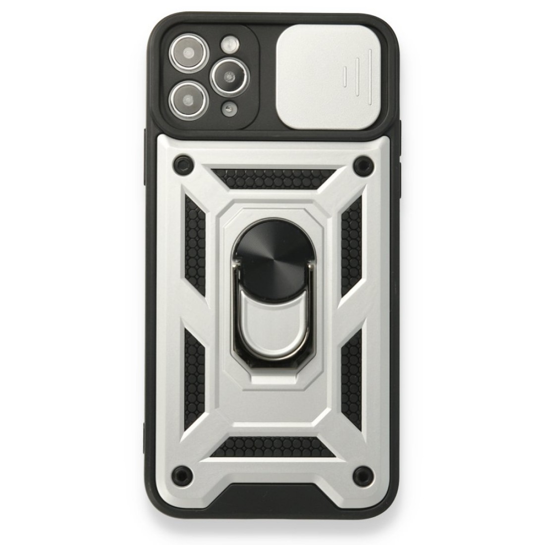  iPhone 11 Pro Kılıf Pars Lens Yüzüklü Silikon - Gümüş