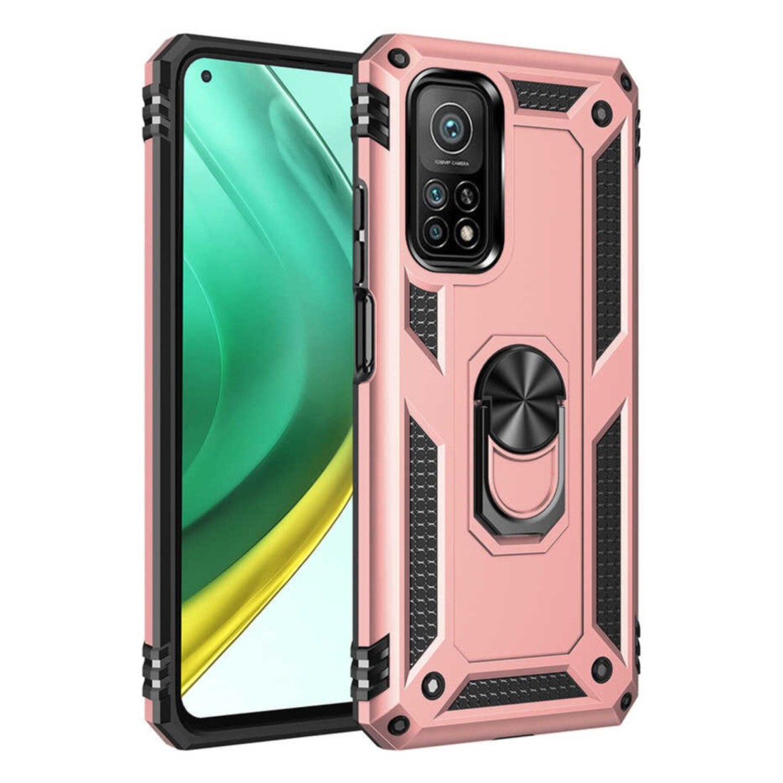  Xiaomi Mi 10T Pro Kılıf Sofya Yüzüklü Silikon Kapak - Rose