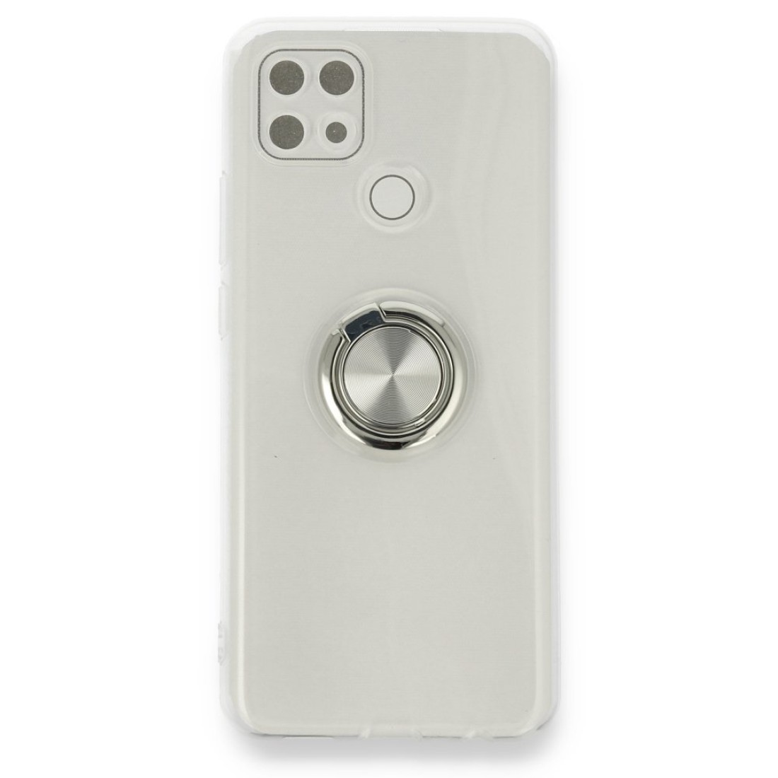  Oppo A15S Kılıf Gros Yüzüklü Silikon - Gümüş