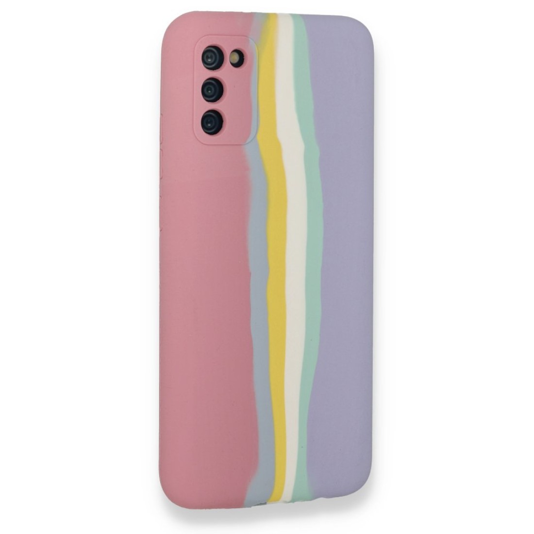  Samsung Galaxy A03S Kılıf Ebruli Lansman Silikon - Pembe-Lila