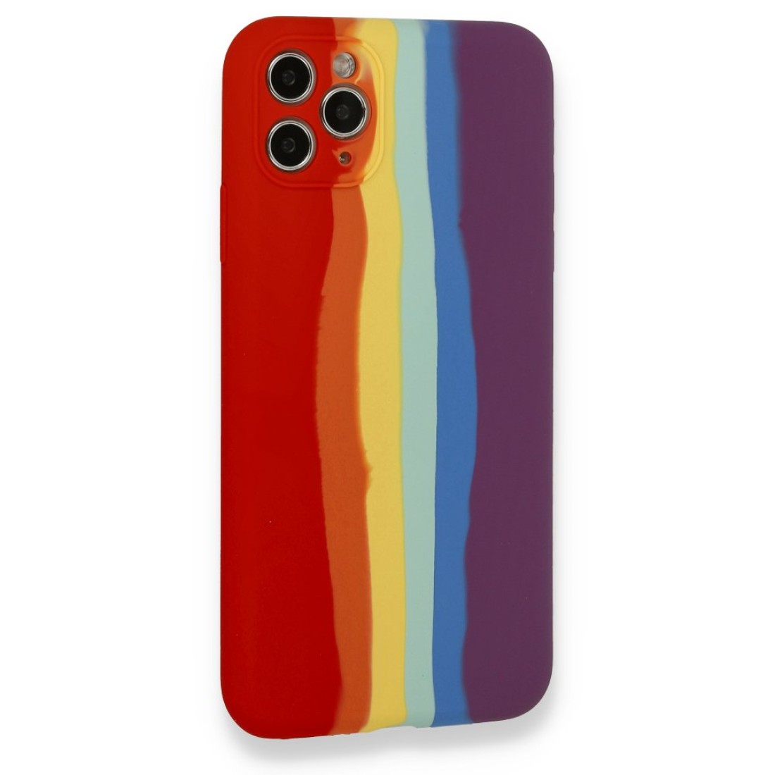  iPhone 11 Pro Kılıf Ebruli Lansman Silikon - Kırmızı-Mor