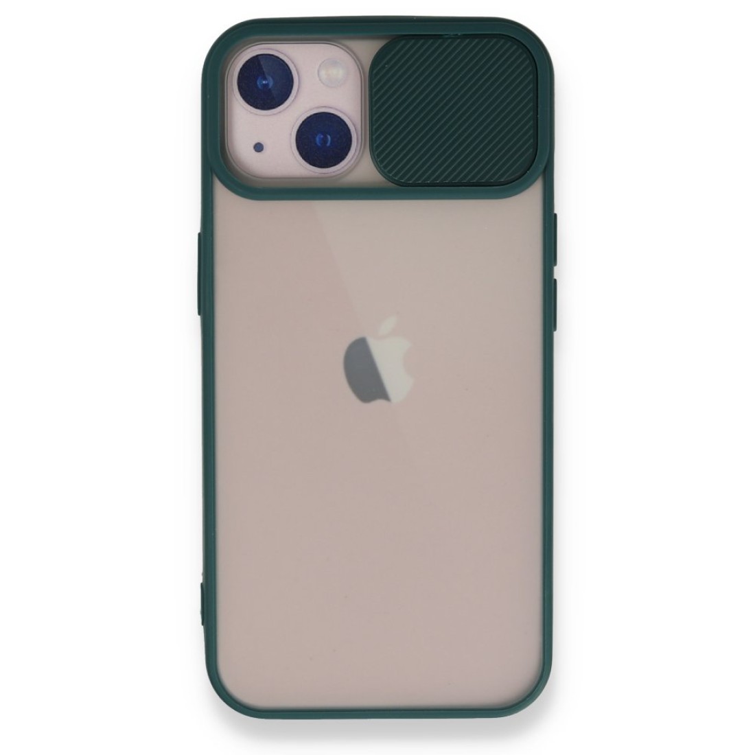  iPhone 13 Kılıf Palm Buzlu Kamera Sürgülü Silikon - Yeşil