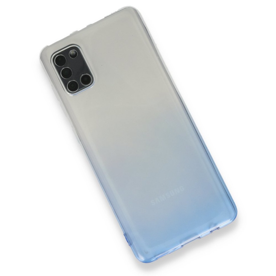  Samsung Galaxy A31 Kılıf Lüx Çift Renkli Silikon - Mavi