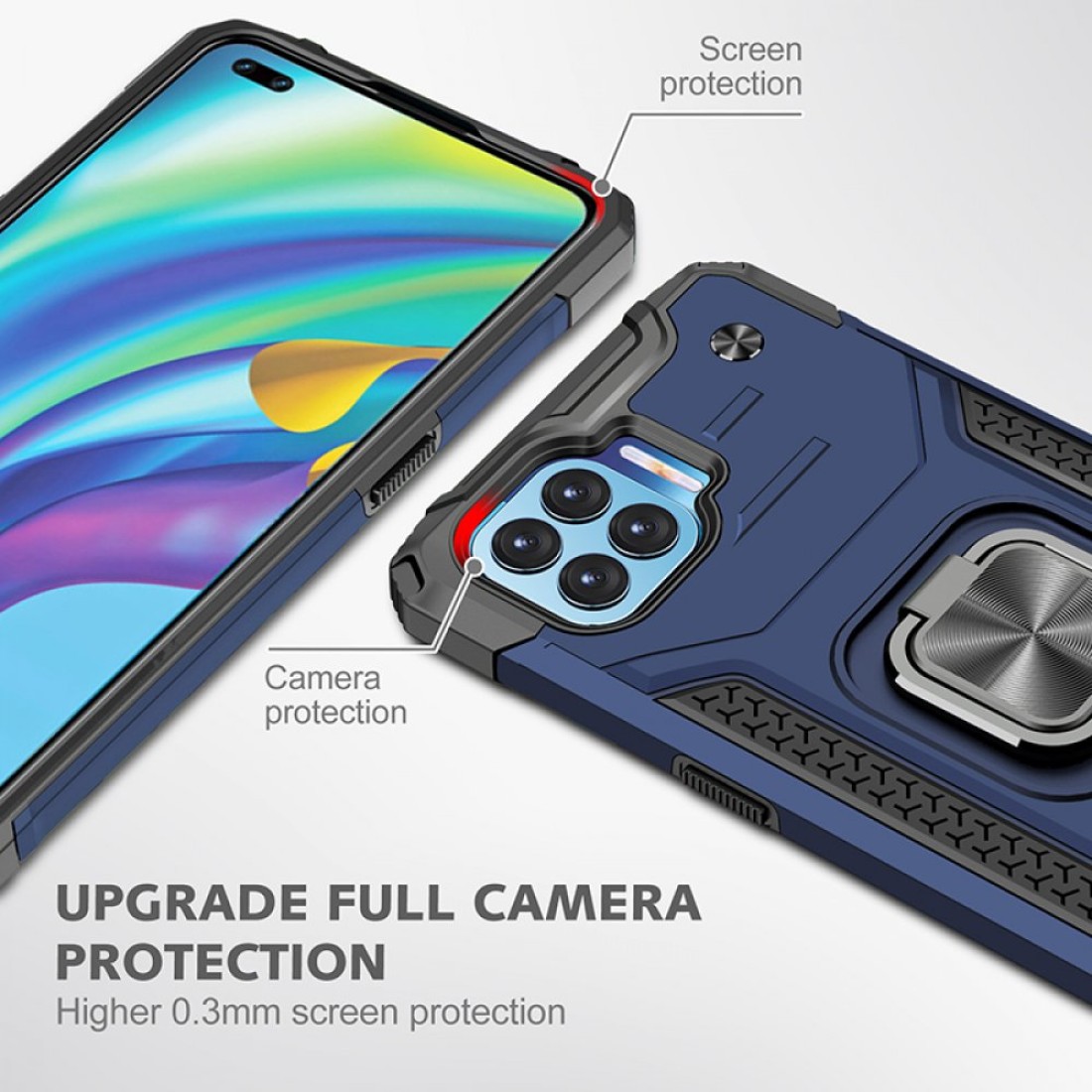 Oppo Reno 4 Lite Kılıf Zegna Yüzüklü Silikon Kapak - Mavi Oppo Reno 4 Lite Kılıf Zegna Yüzüklü Silikon Kapak - Mavi