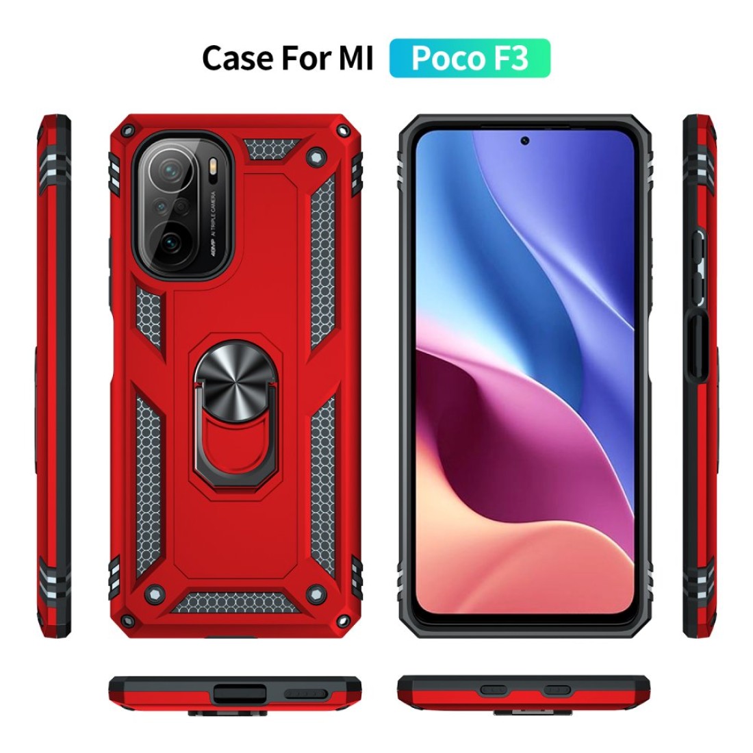 Xiaomi Redmi K40 Kılıf Sofya Yüzüklü Silikon Kapak - Kırmızı Xiaomi Redmi K40 Kılıf Sofya Yüzüklü Silikon Kapak - Kırmızı