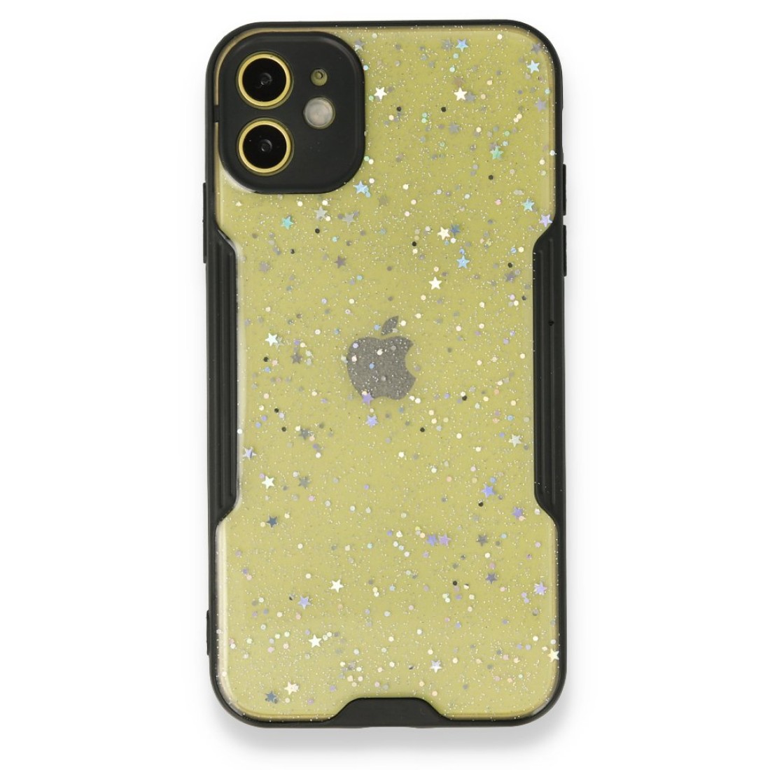  iPhone 12 Kılıf Platin Simli Silikon - Siyah