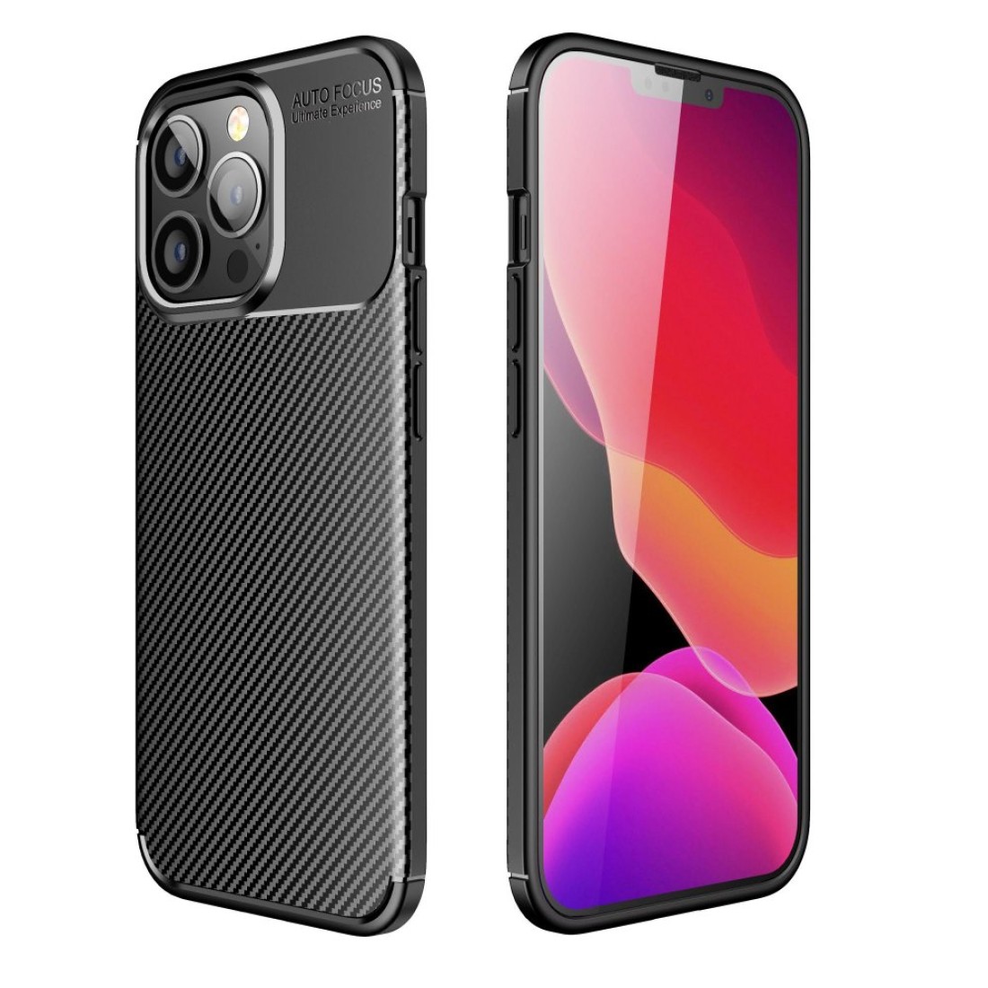  iPhone 13 Pro Max Kılıf Auto Focus Karbon Kapak - Siyah