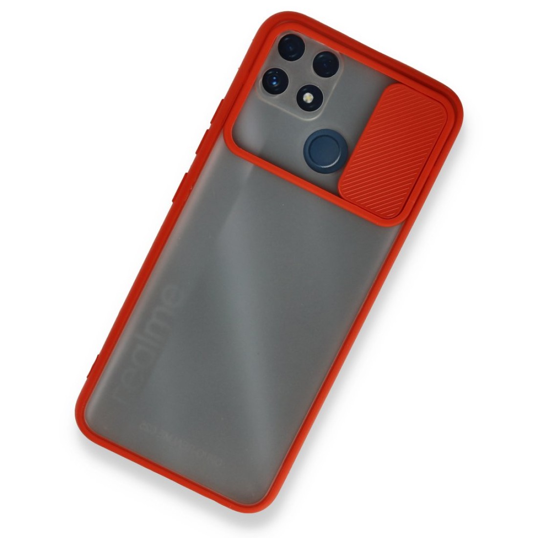 Realme C25 Kılıf Palm Buzlu Kamera Sürgülü Silikon - Kırmızı