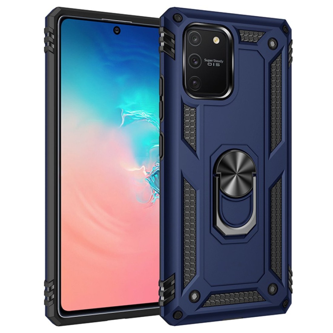  Samsung Galaxy A91 / S10 Lite Kılıf Sofya Yüzüklü Silikon Kapak - Lacivert
